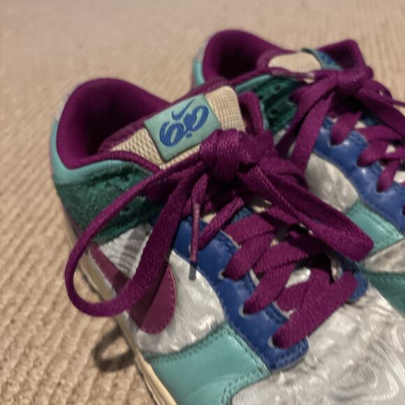 Women’s Nike SB 6.0 Dunk Low 2009 Zebra Purple Teal 314141-400 Sz 6 Skate Shoes - Picture 5 of 11